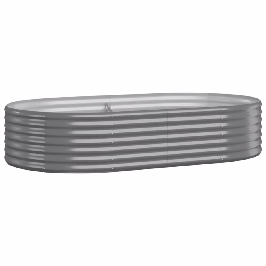 Ovaalne aia taimelava, galvaniseeritud teras, hall, 175 x 100 x 36 cm – 2