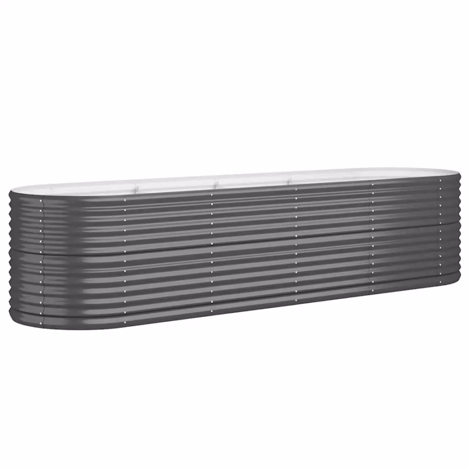 Ovaalne aia taimelava, galvaniseeritud teras, antratsiithall, 296 x 80 x 68 cm – 2