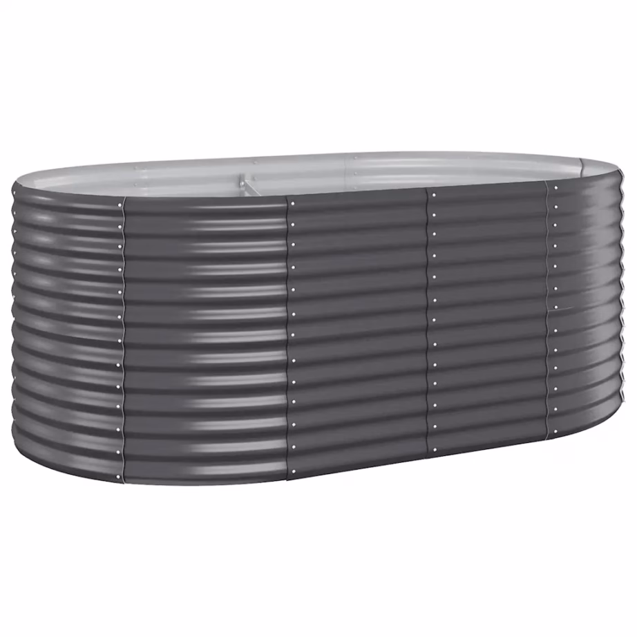 Ovaalne aia taimelava, galvaniseeritud teras, antratsiithall, 175 x 100 x 68 cm - 2
