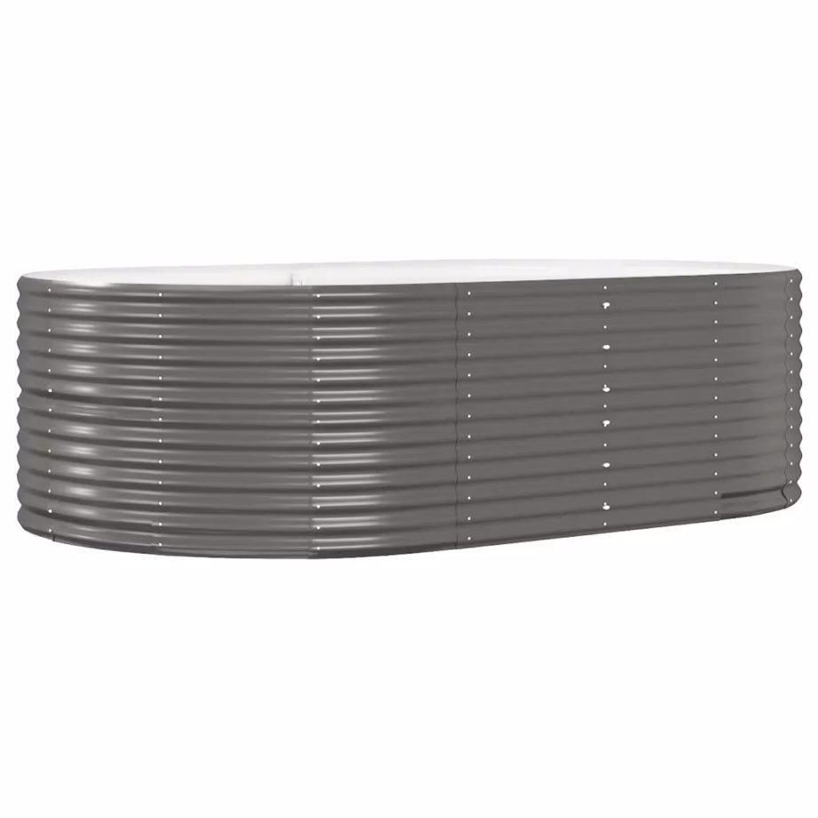 Ovaalne aia taimelava, hall galvaniseeritud teras, 212 x 140 x 68 cm - 2