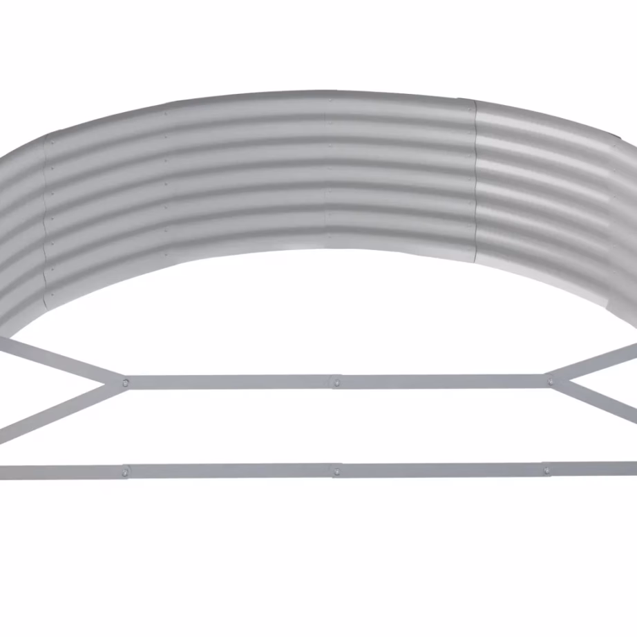 Ovaalne aia taimelava galvaniseeritud terasest, hall, 214 x 140 x 36 cm - 5