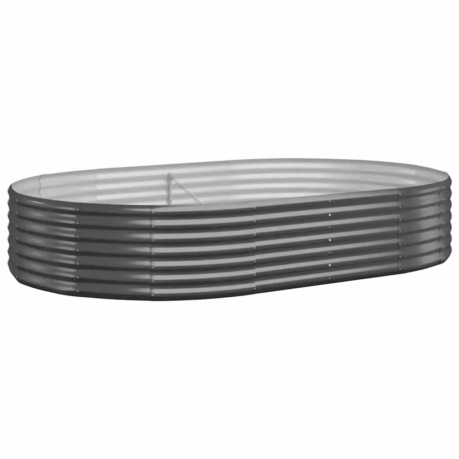 Ovaalne aia taimelava galvaniseeritud terasest, antratsiithall, 214 x 140 x 36 cm - 2