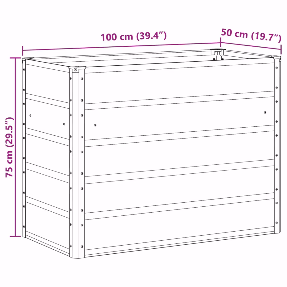 Tsingitud terasest taimekast, pastellroheline, 100 x 50 x 77 cm – 7