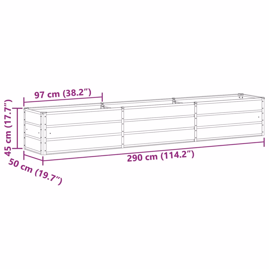Pastellroheline tsingitud terasest taimekast, 480 x 50 x 45 cm – 7