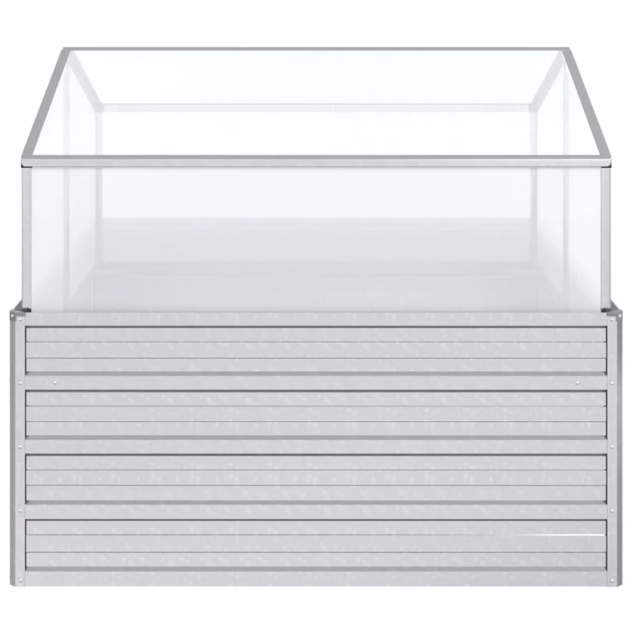 Tsingitud terasest peenrakast kasvuhoonega, hõbedane, 100 x 100 x 85 cm – 4