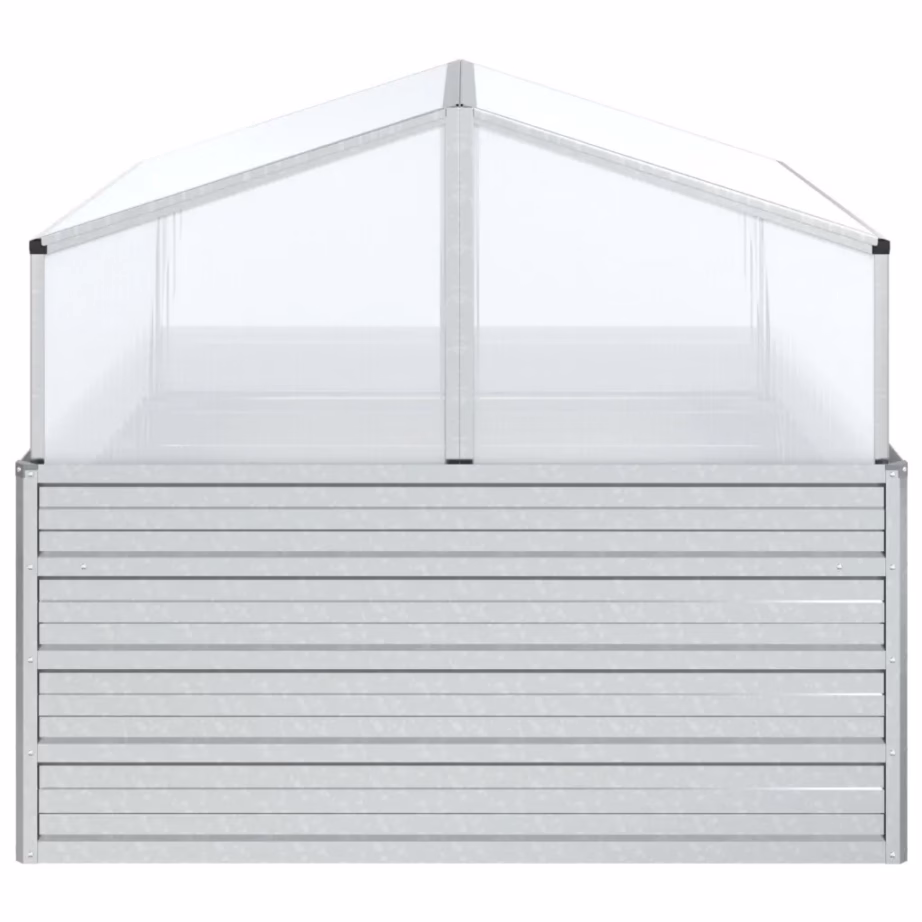 Tsingitud terasest peenrakast kasvuhoonega, hõbedane, 100 x 100 x 85 cm – 5