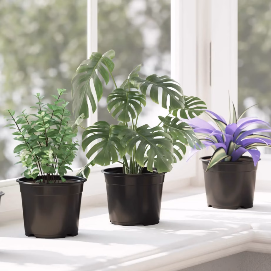 Lillepotid äravooluavadega, must plast, Ø 15 x 12.5 cm, 50 tk – 5