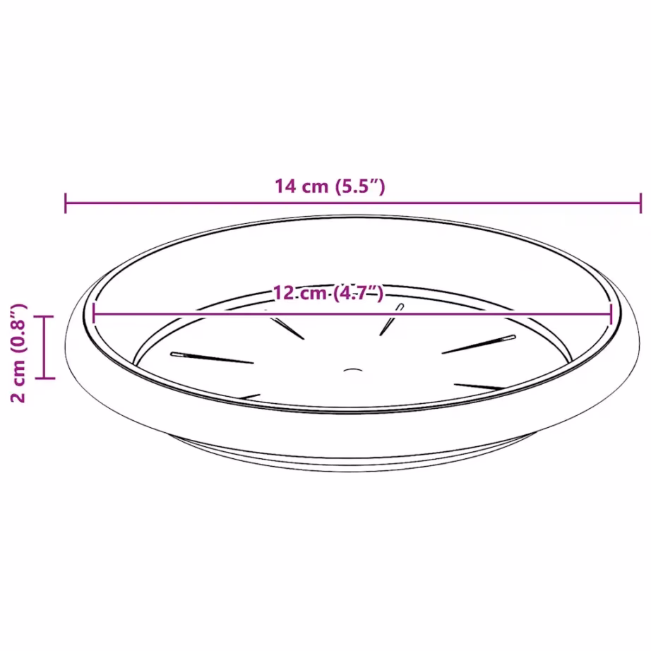 Ümmargune plastist lillealus, 6 tk, kohviroosa, Ø 14 x 2 cm – 10
