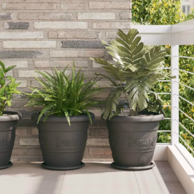 Plastist taimepotid äravooluavadega, must, 6 tk, Ø 26 x 21,5 cm