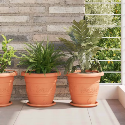 Plastist taimepotid drenaažiaukudega, kohviroosa, Ø 26 x 21,5 cm, 6 tk