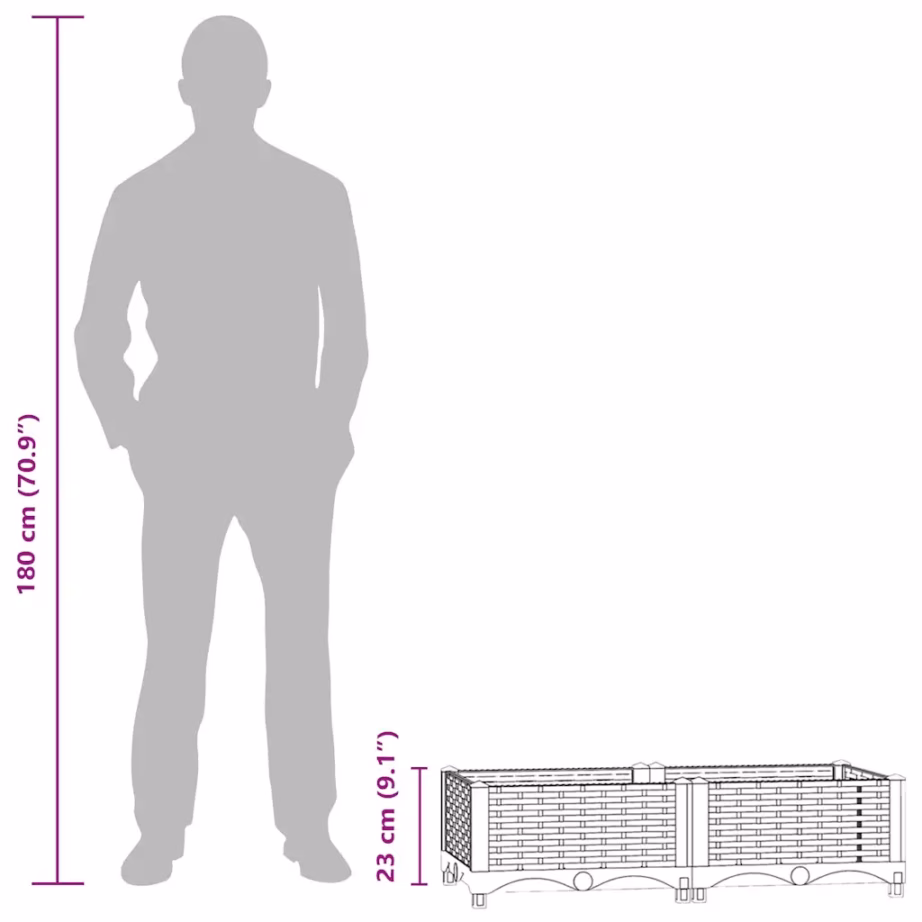 Polüpropüleenist taimekast aeda ja rõdule, sinakas hall, 80 x 40 x 23 cm – 9