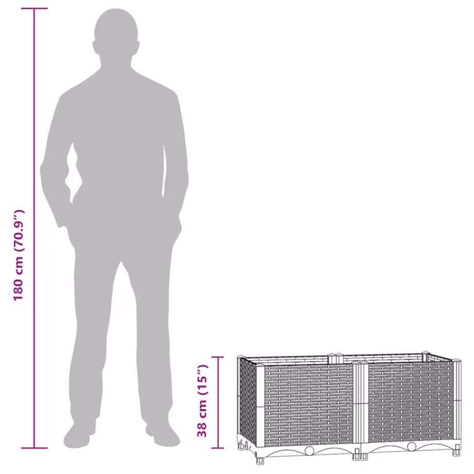 Polüpropüleenist taimekast, sinakashall, 80 x 40 x 38 cm – 9