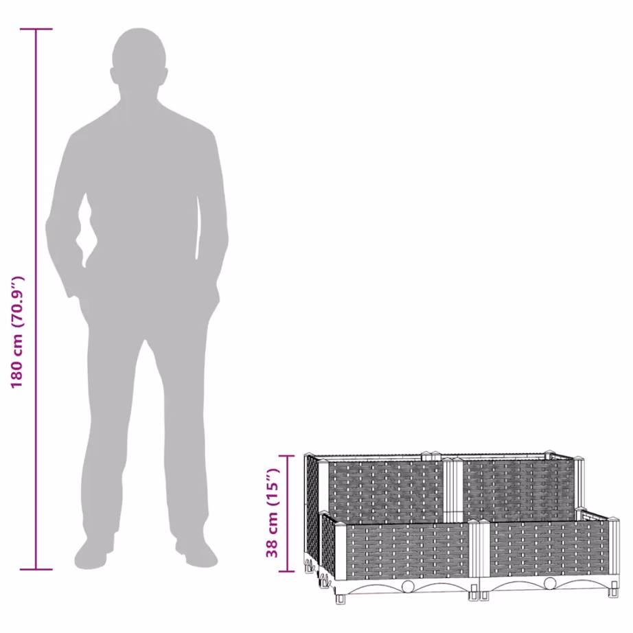 Polüpropüleenist taimekast aeda ja rõdule, sinakashall, 80 x 80 x 38 cm – 8