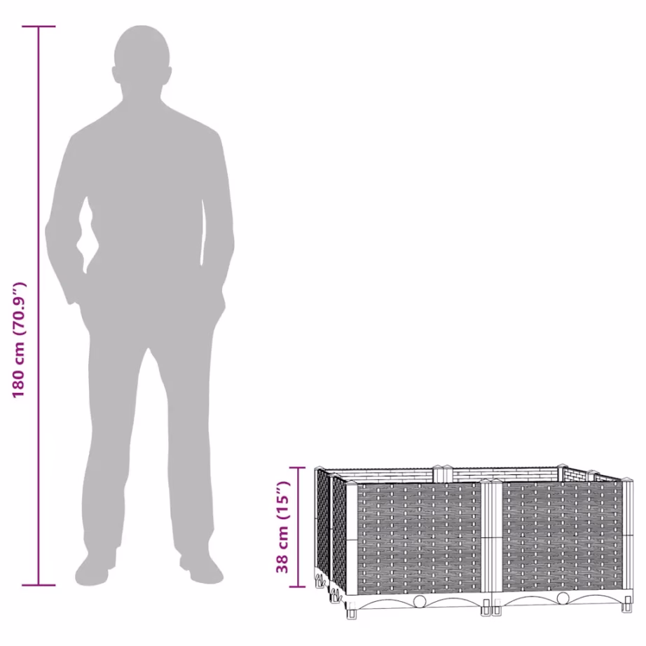 Pruun polüpropüleenist taimekast 80 x 80 x 38 cm – 7