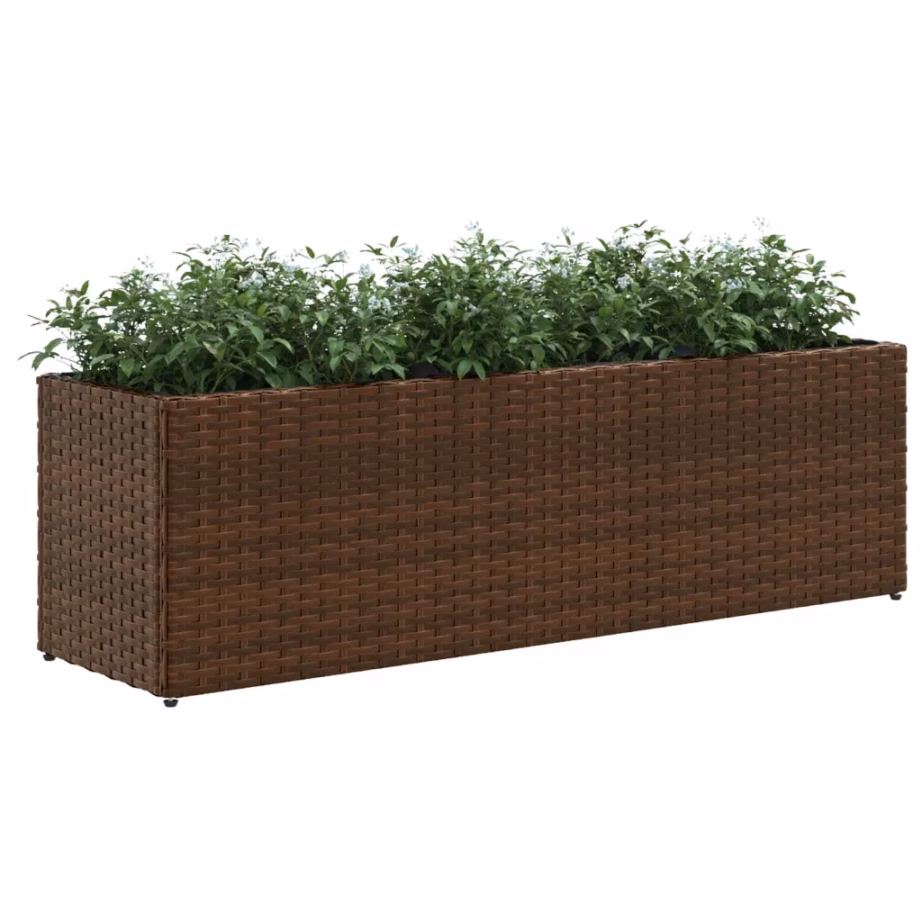 Pruun polürotangist taimekast 3 riidest sisekotiga, pulbervärvitud terasraam, 105 x 30 x 32 cm – 4