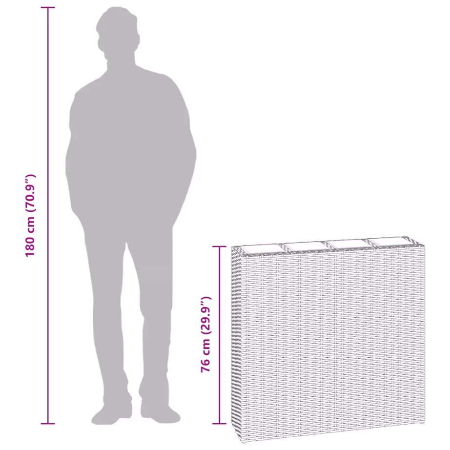 Pruun polürotangist taimelava 4 eemaldatava potiga, 79 x 22 x 76 cm – 8