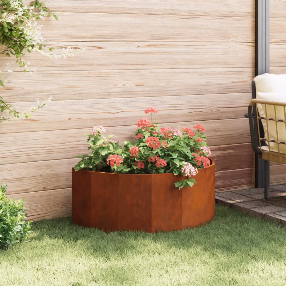 Poolringikujuline taimekast, roostevärvi teras, 90 x 45 x 35 cm – 4