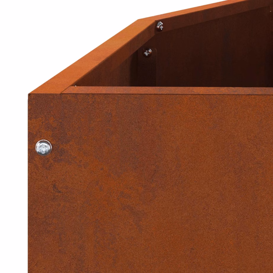 Poolringikujuline roostetooni terasest taimekast, 120 x 60 x 50 cm – 10