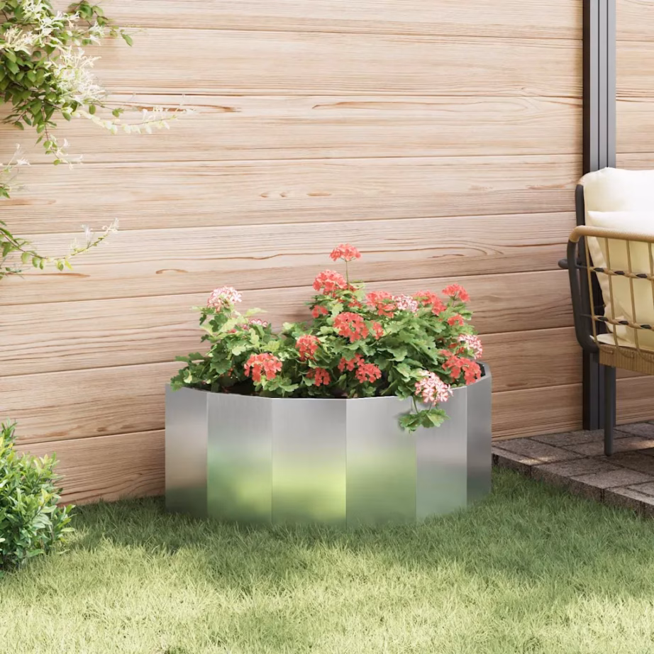 Poolringikujuline taimekast, hõbedane tsingitud teras, 90 x 45 x 35 cm – 4