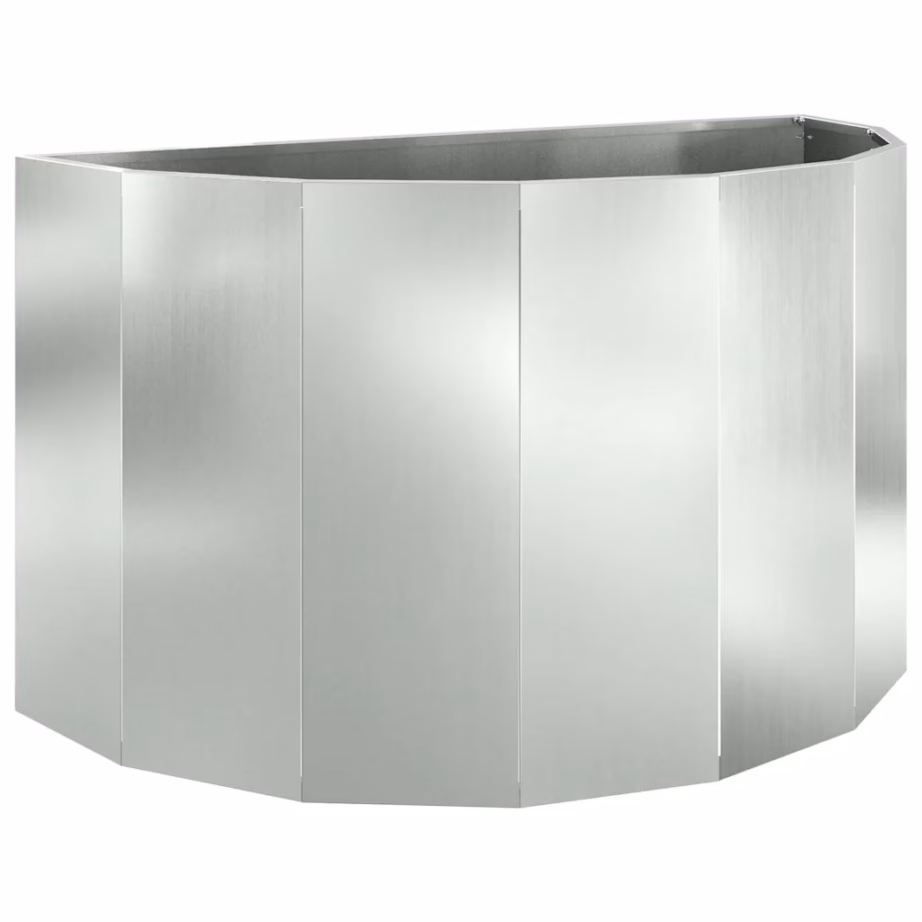 Poolringikujuline taimekast, hõbedane tsingitud teras, 90 x 45 x 50 cm – 2