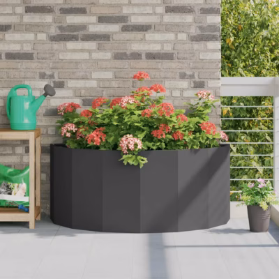 Poolringikujuline must terasest taimekast, 120 x 60 x 50 cm