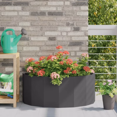 Poolringikujuline taimekast, must teras, 90 x 45 x 35 cm