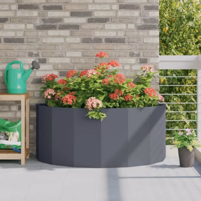 Poolringikujuline terasest taimekast, antratsiit, 120 x 60 x 50 cm