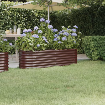 Galvaniseeritud terasest ovaalne aia taimelava, pruun, 152 x 40 x 36 cm