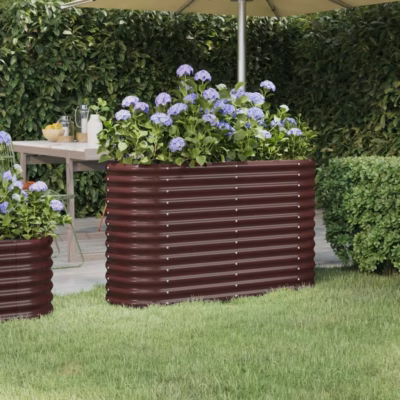 Aia taimelava, ovaalne, pruun galvaniseeritud teras, 114 x 40 x 68 cm