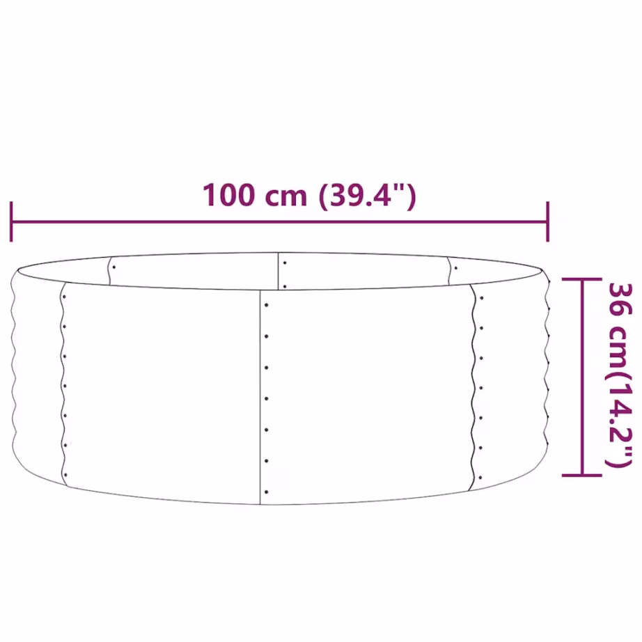 Ümmargune aia taimelava, galvaniseeritud teras, pruun, Ø 100 x 36 cm – 4