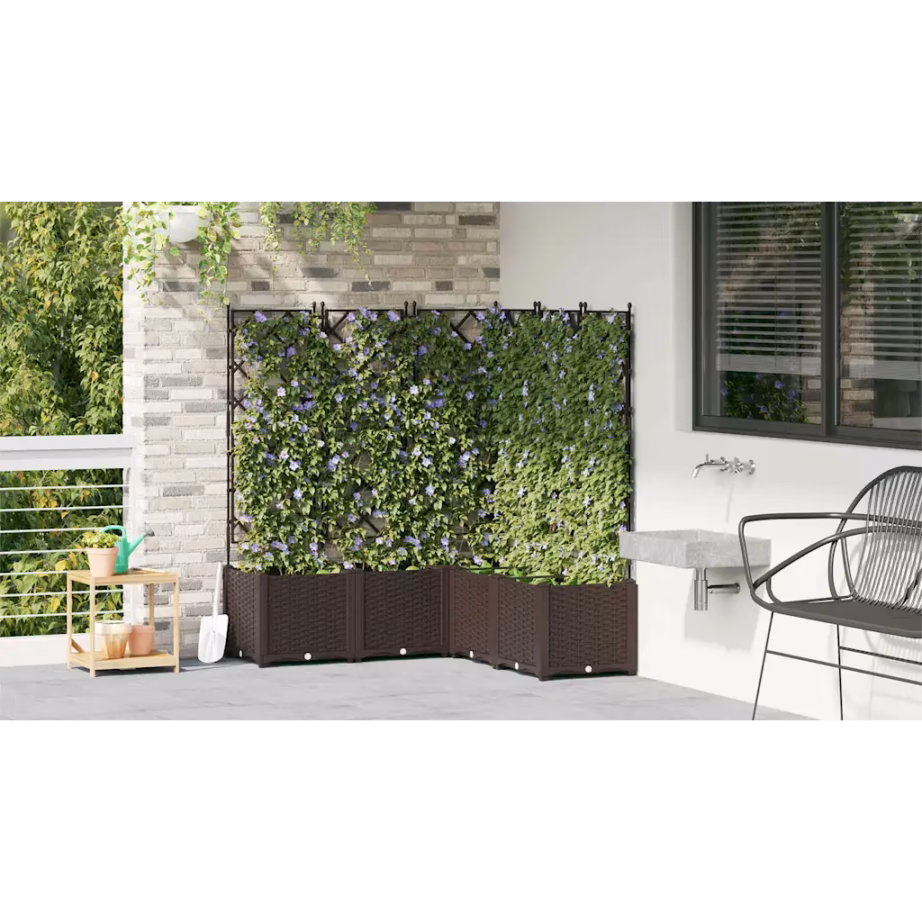 Pruun terasest istutuskast trellisega, 5 tk, 120 x 120 x 143 cm – 4