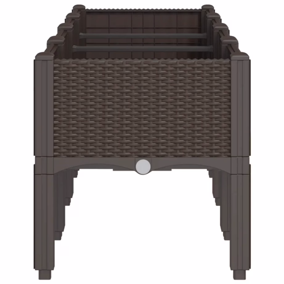 Pruun kõrgendatud taimekast jalgadel, rotangimustriga PP, 160 x 40 x 42 cm – 4