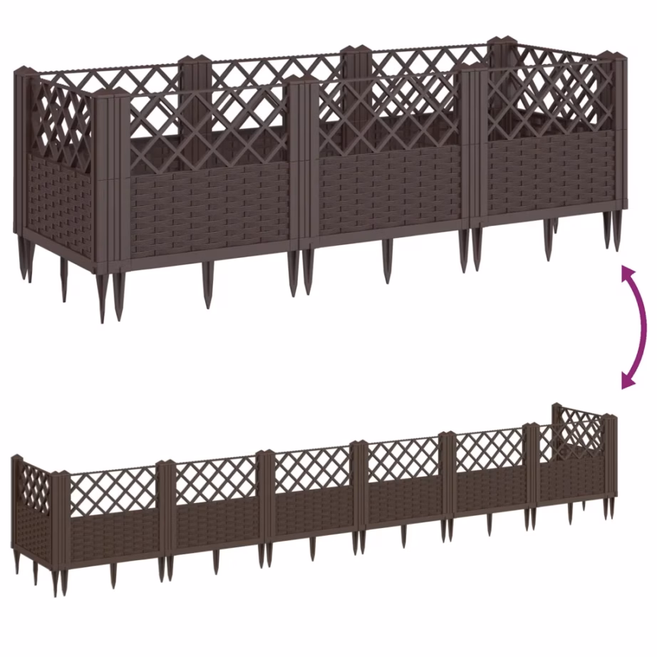 Modulaarne pruun aiataimekast vaiadega, rotangiviimistlusega PP, 123,5 x 43,5 x 43,5 cm – 6