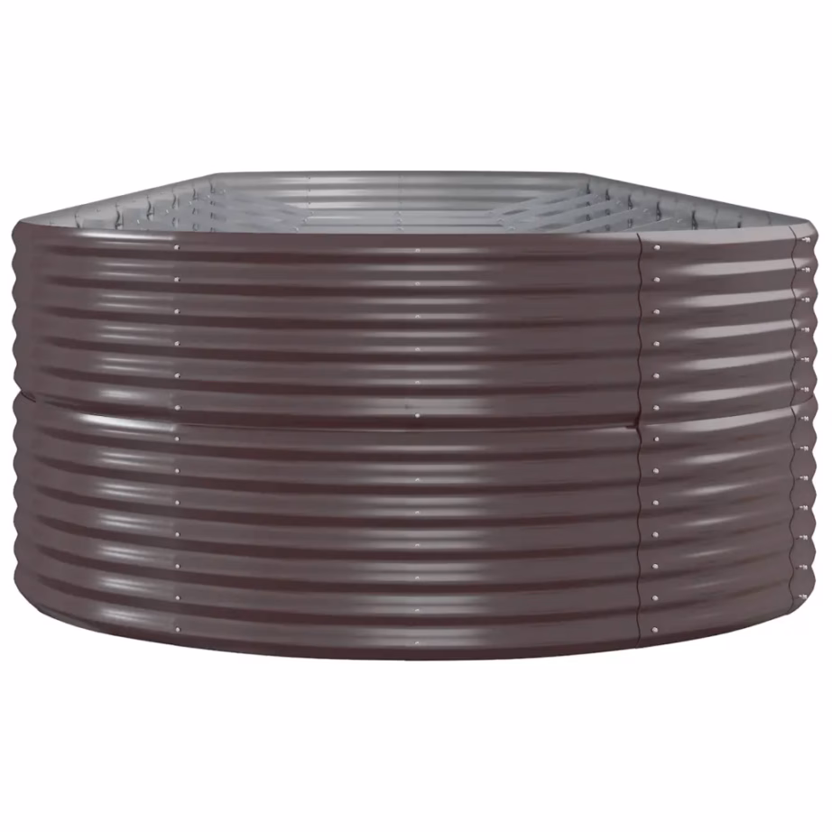 Ovaalne aia taimelava, pruun pulbervärvitud teras, 584 x 140 x 68 cm – 4