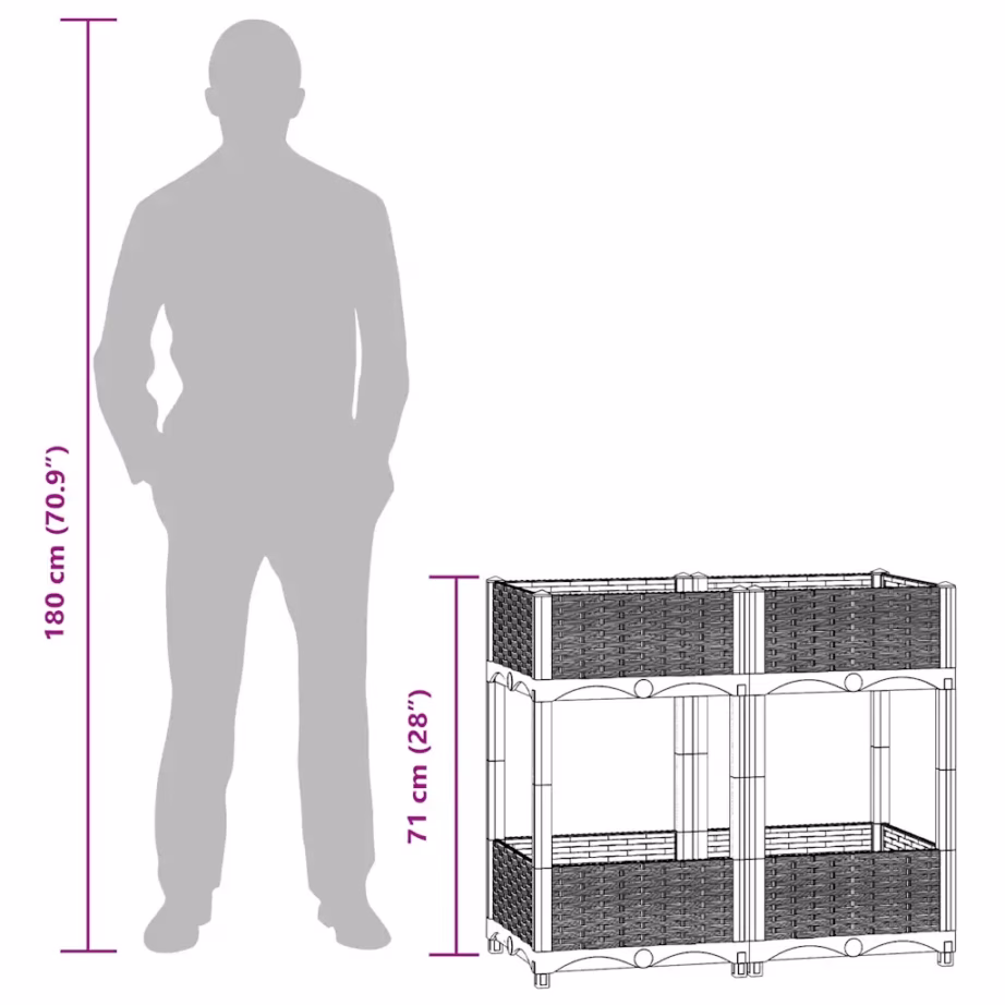 Pruun taimekast 2 riiuliga, PP polüpropüleen, 80 x 40 x 71 cm – 8