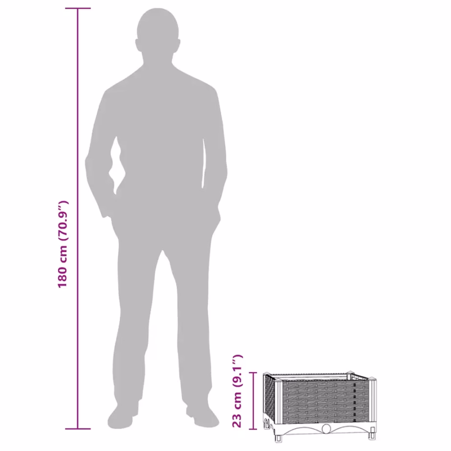 Pruun taimekast 40 x 40 x 23 cm, polüpropüleenist – 8