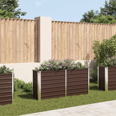 Pruun tsingitud terasest taimelava, 160 x 40 x 77 cm