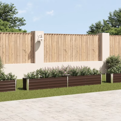 Pruun tsingitud terasest taimelava, 320 x 40 x 45 cm