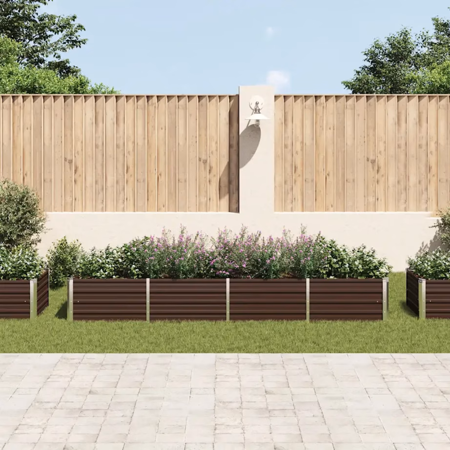 Pruun metallist taimelava aeda, tsingitud teras, 320 x 80 x 45 cm – 3