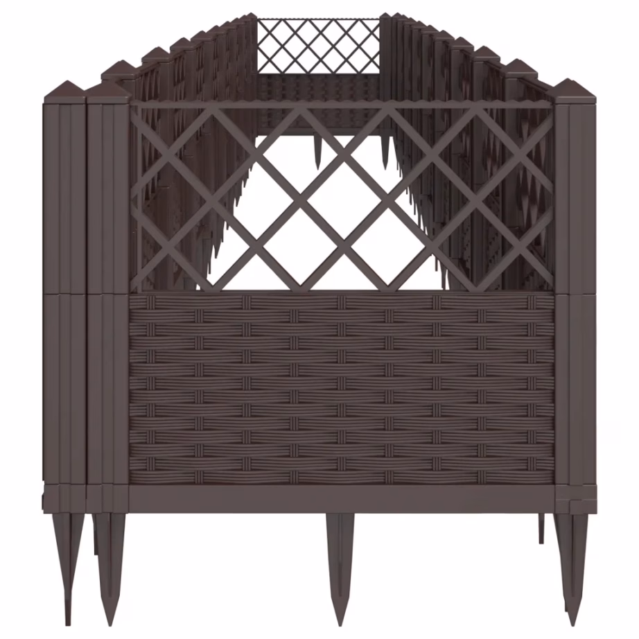 Modulaarne vaiadega taimekast aiapiirdeks, pruun PP rotangimustriga, 363,5 x 43,5 x 43,5 cm – 4