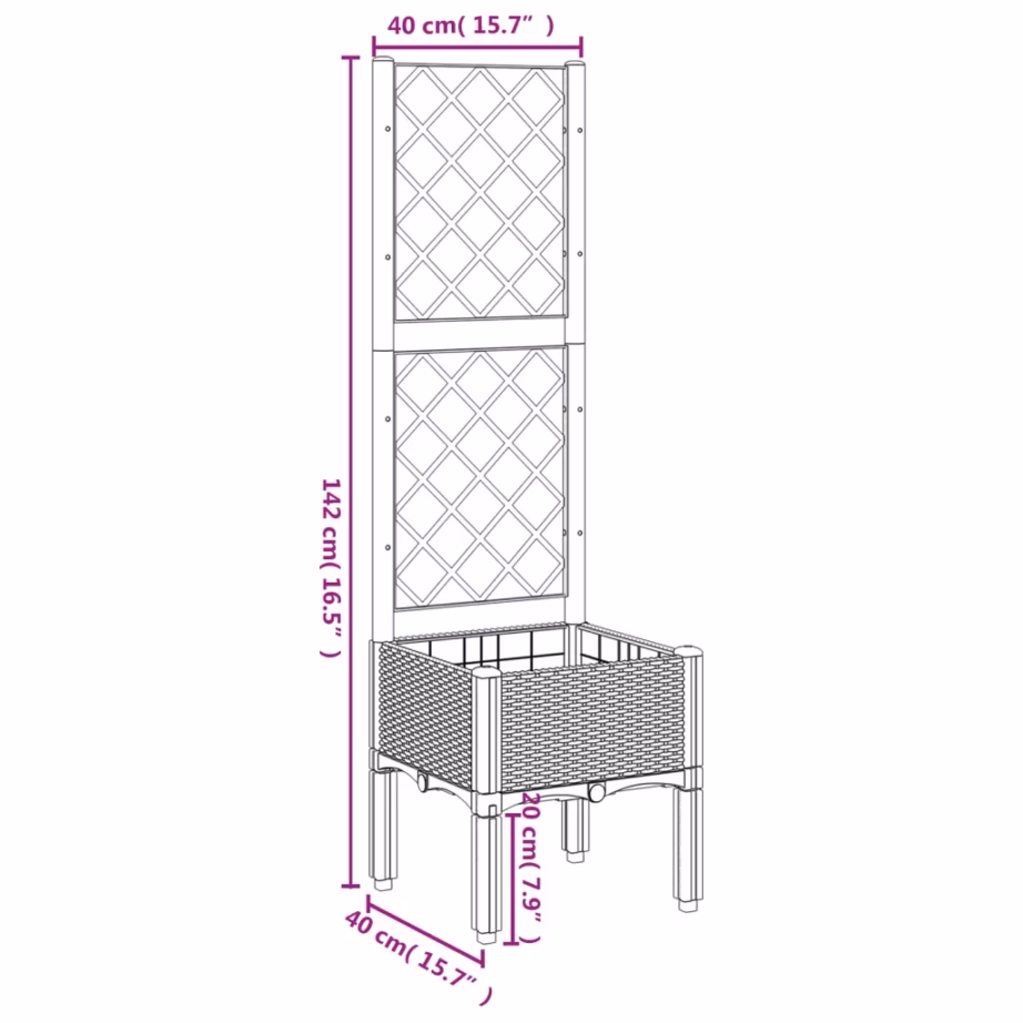 Võrega taimekast aeda ja rõdule, pruun PP, 40 x 40 x 142 cm – 8