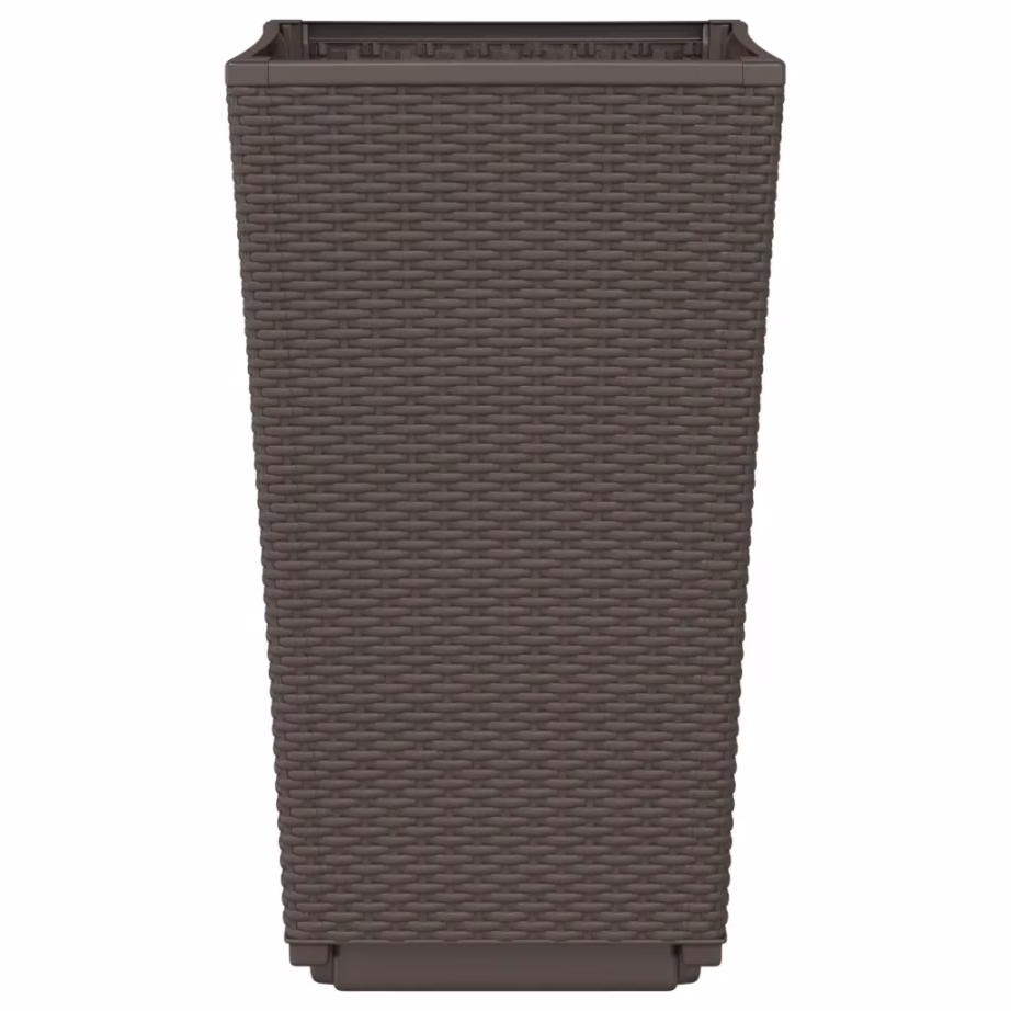 Pruunid rotangimustriga aia taimekastid, 4 tk, PP, 32,5 x 32,5 x 57 cm – 6