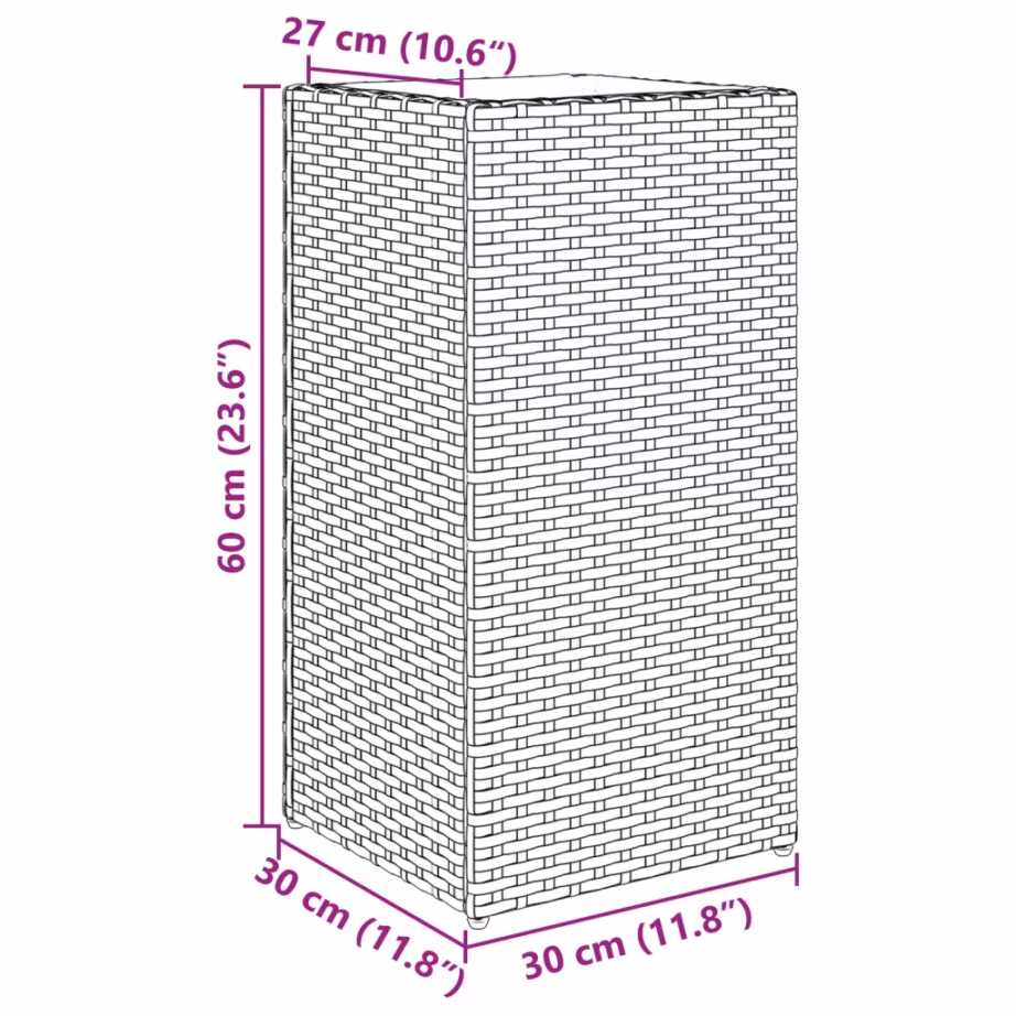 Aia taimekastid 2 tk, pruun polürotang, 30 x 30 x 60 cm – 11