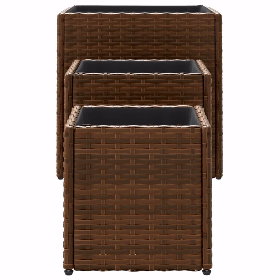 Aia taimekastide komplekt 3 tk, pruun polürotang, ruudukujuline – 6