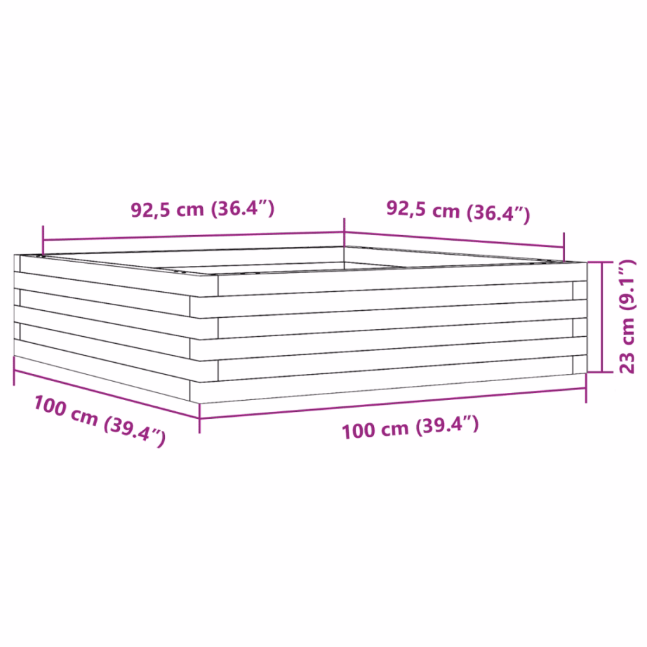Puidust aia taimekast avatud põhjaga, töötlemata ebatsuuga puit, 100 x 100 x 23 cm – 10