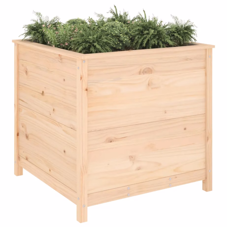 Puidust aia taimekast, töötlemata männipuit, pruun, 82,5 x 82,5 x 78 cm – 3