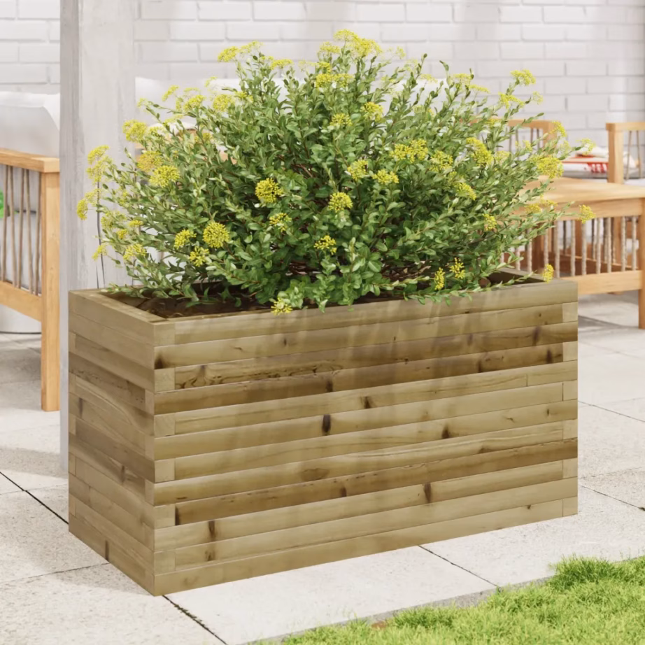 Puidust aia taimekast avatud põhjaga, pruun survetöödeldud männipuit, 90 x 40 x 45,5 cm – 3
