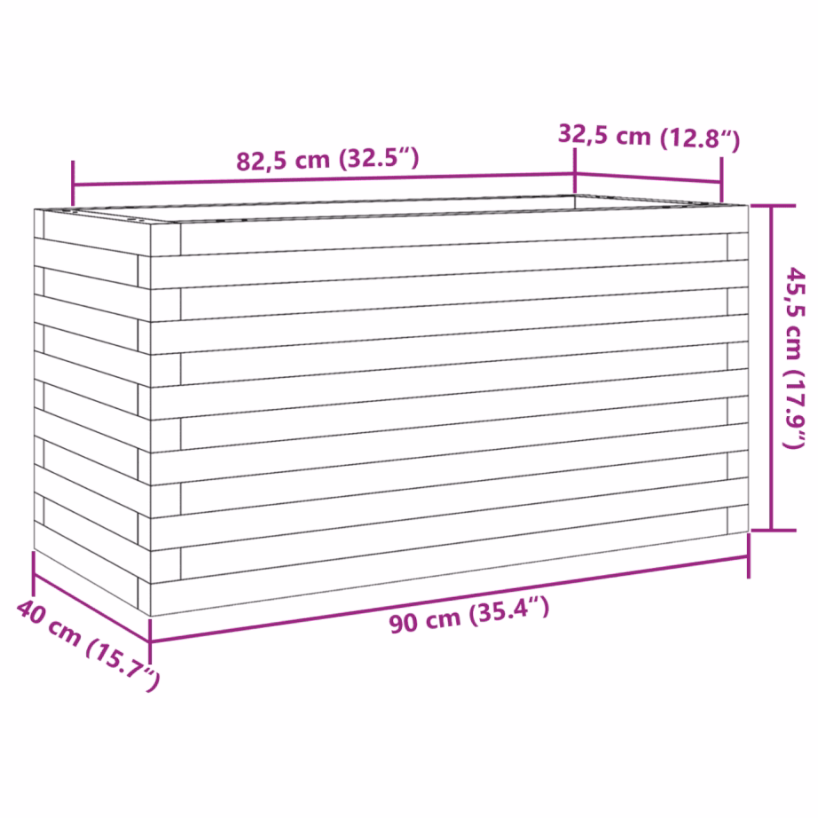 Puidust aia taimekast avatud põhjaga, pruun survetöödeldud männipuit, 90 x 40 x 45,5 cm – 10