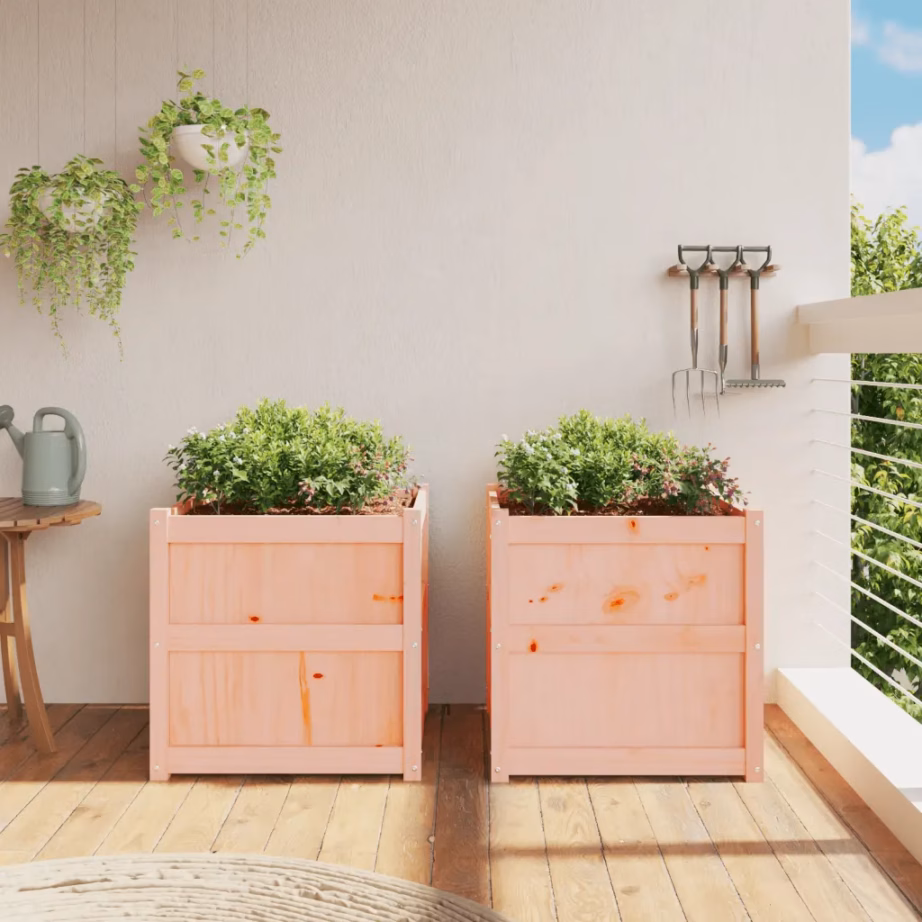 Puidust aia taimekastid 2 tk, töötlemata ebatsuuga puit, 60 x 60 x 60 cm – 3