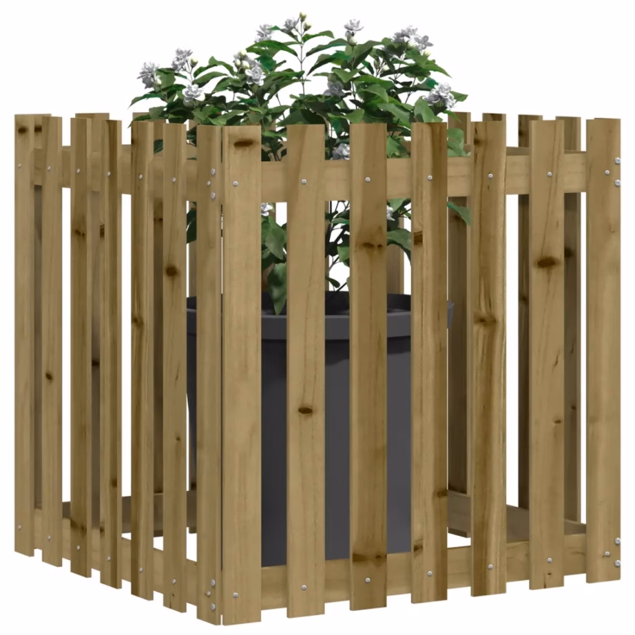 Puidust taimekast aia disainiga, immutatud männipuit, 70 x 70 x 70 cm – 3
